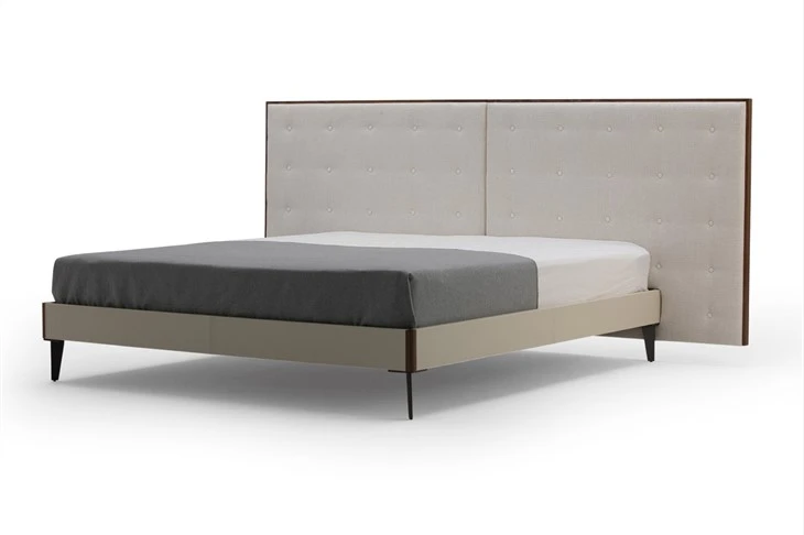 Upholstered Hotel Bedroom Bed Base And Headboard Head With Bedside Table Wood Veneer Nightstand